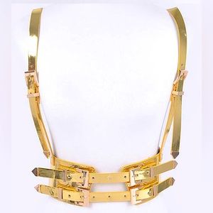 Metallic Gold Vegan Leather Stallion III Western Statement Belt